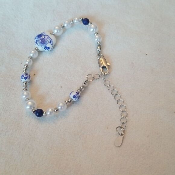 Porcelain flower vintage style bracelet - Picture 9 of 12